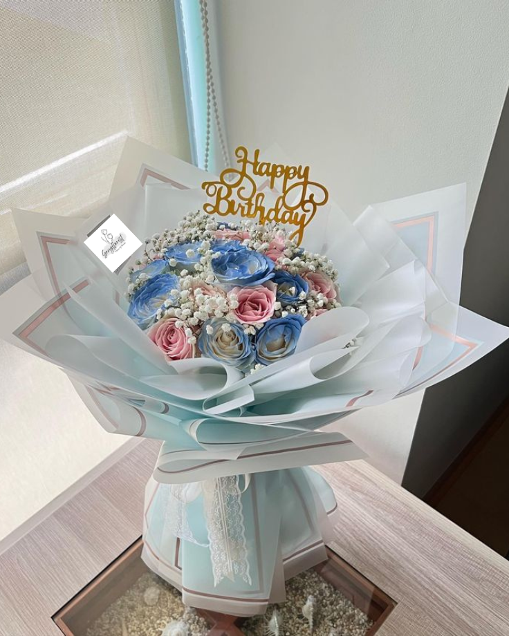 Pinky Blue HAND BOUQUET